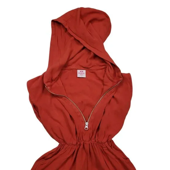 Pencil 1987 Hooded Romper Shorts Girls 4 Orange Half Zip Sleeveless Kids - Picture 4 of 11